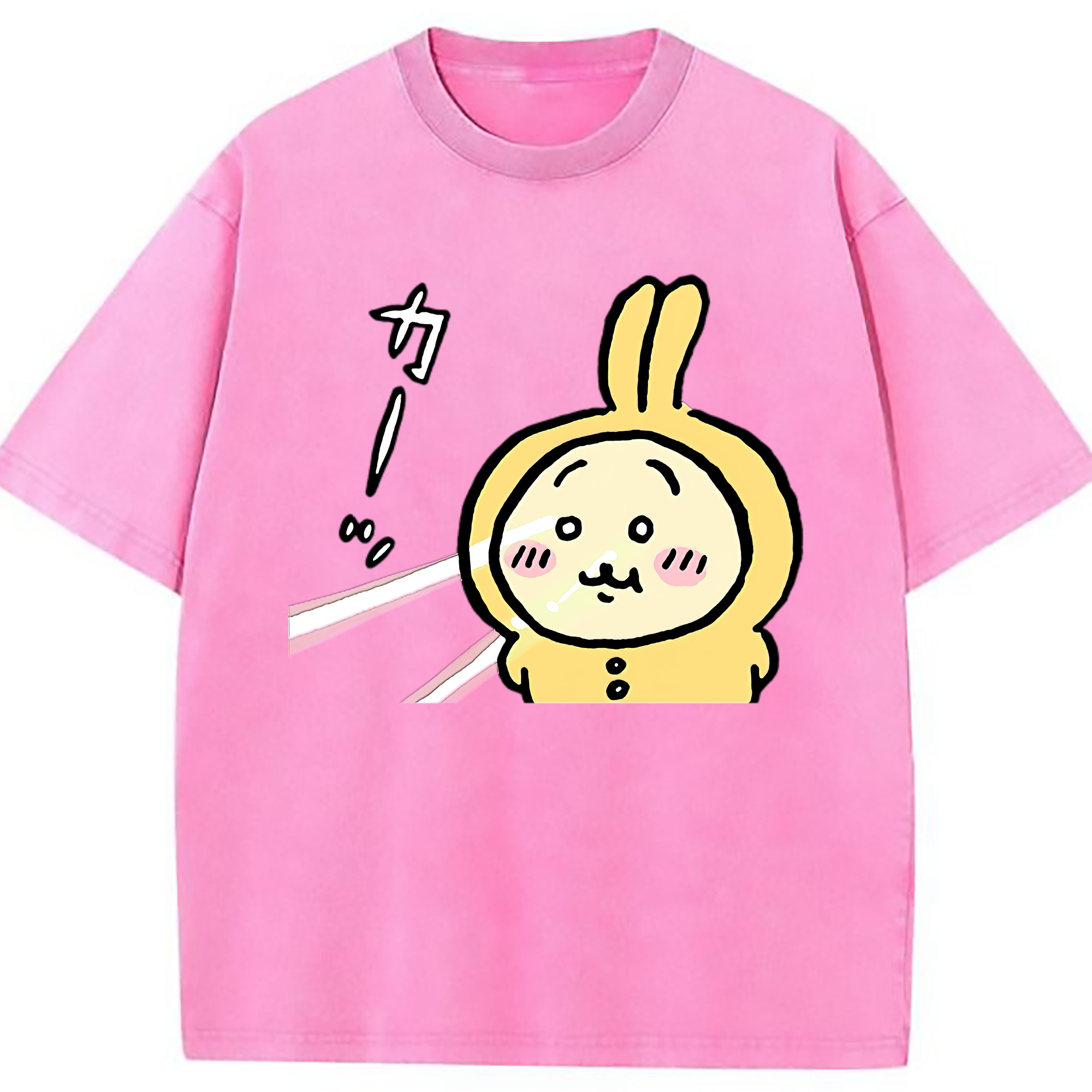 （画像用） ちいかわ うさぎ Chii-kawa usagi 綿100% ヴィンテージ風 半袖Tシャツ（フロントプリント）